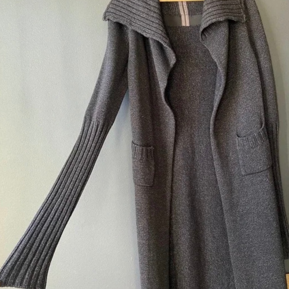 Rick Owens Black Charcoal Knit Cashmere/Silk Long Duster Cardigan S